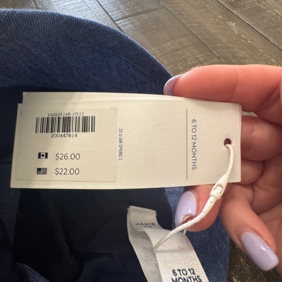 JANIE AND JACK NWT Denim Linen Cotton Blend Bucket Hat Anchor Size 6-12 months - Picture 5 of 6